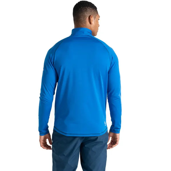 Haut de sport à manches longues 1-4 zip technique et extensible homme DARE2B Fuse Up II Core Stretch Bleu olympien Blanc Noir 4