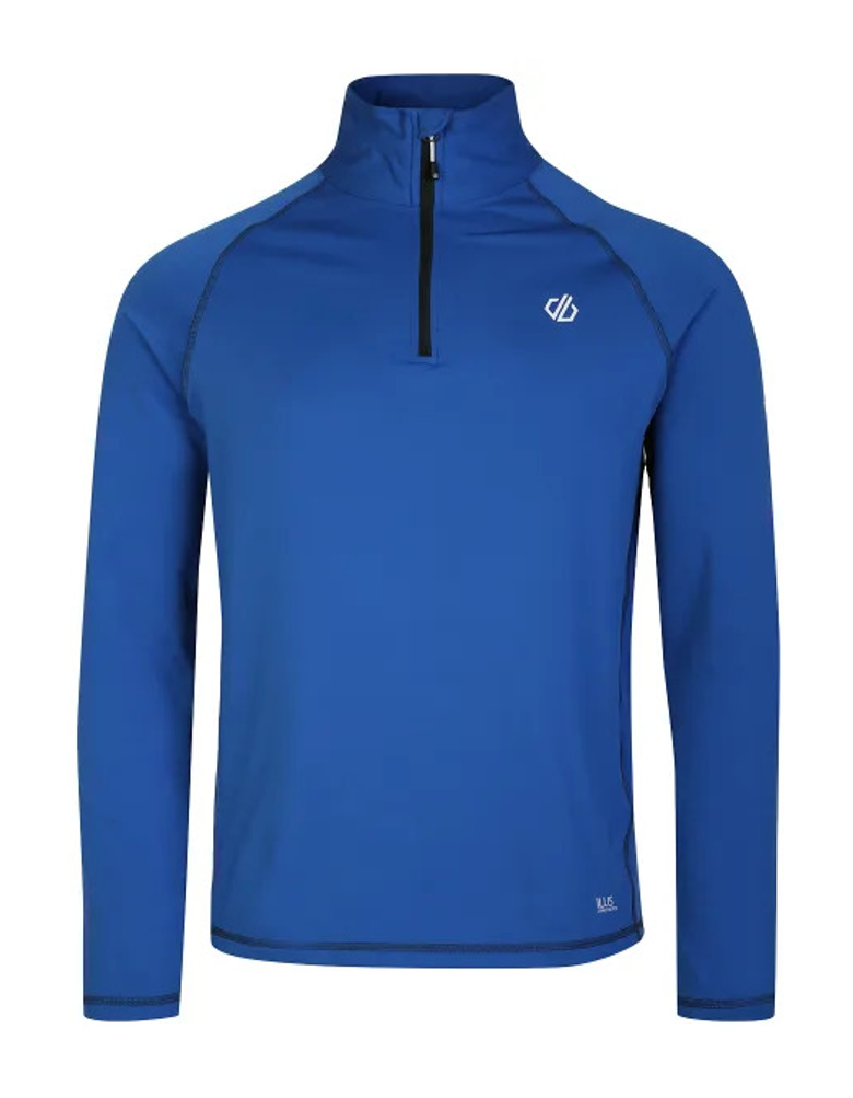 Haut de sport à manches longues 1-4 zip technique et extensible homme DARE2B Fuse Up II Core Stretch Bleu olympien Blanc Noir 5
