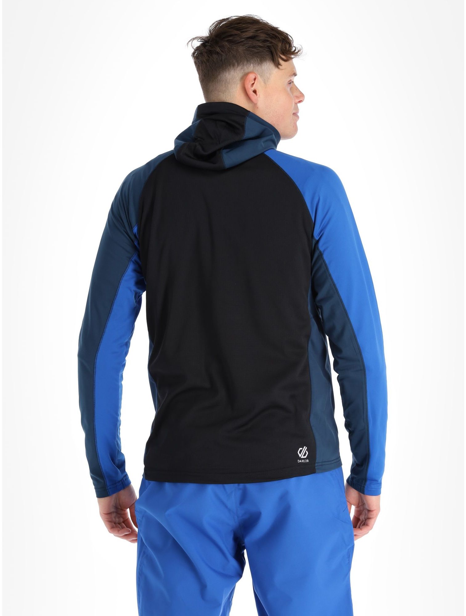 Haut de sport à capuche zippé technique et extensible homme DARE2B Assimilate Core Stretch Bleu olympien Bleu nuit Marine Blanc 5