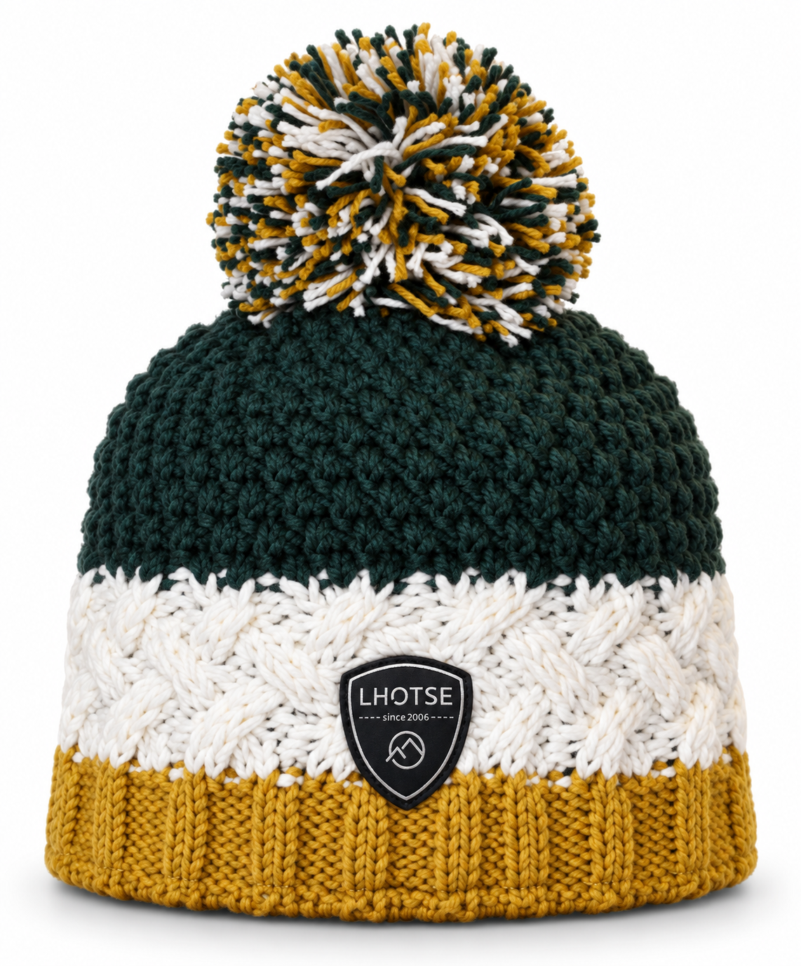 Bonnet doublé polaire enfant LHOTSE Delwin Vert kaki Jaune moutarde (1)