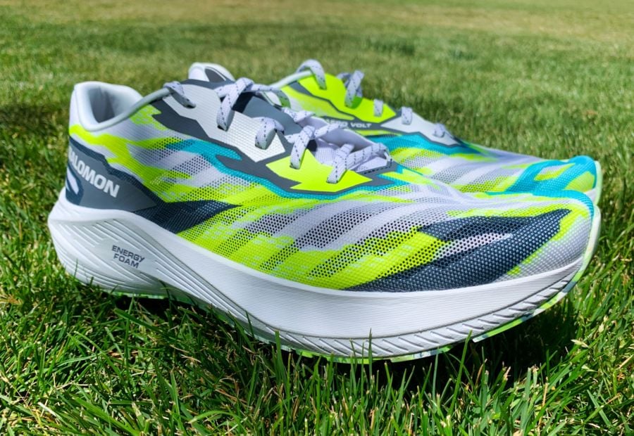 Chaussures running homme Salomon AERO VOLT Blanc Bleu grisé Jaune fluo (1)