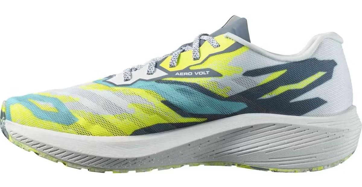 Chaussures running homme Salomon AERO VOLT Blanc Bleu grisé Jaune fluo (5)
