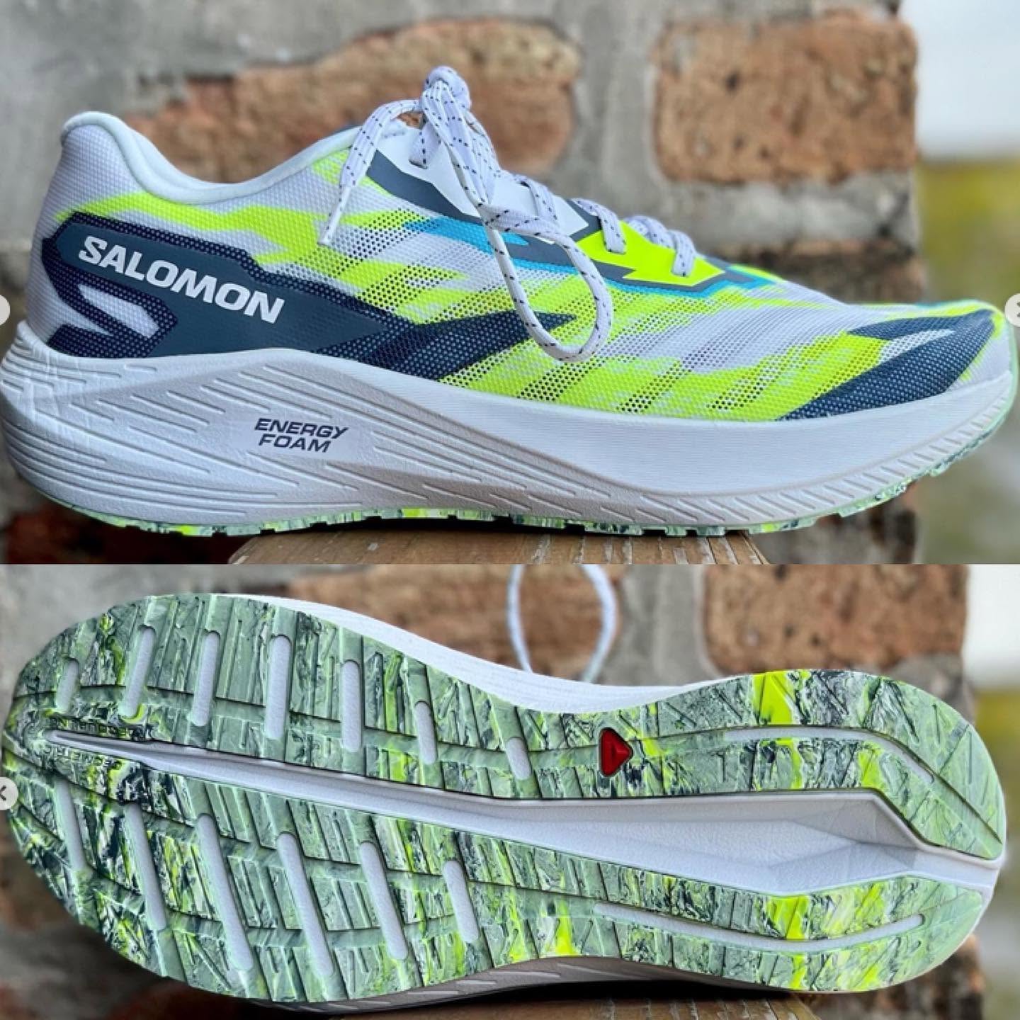 Chaussures running homme Salomon AERO VOLT Blanc Bleu grisé Jaune fluo (10)