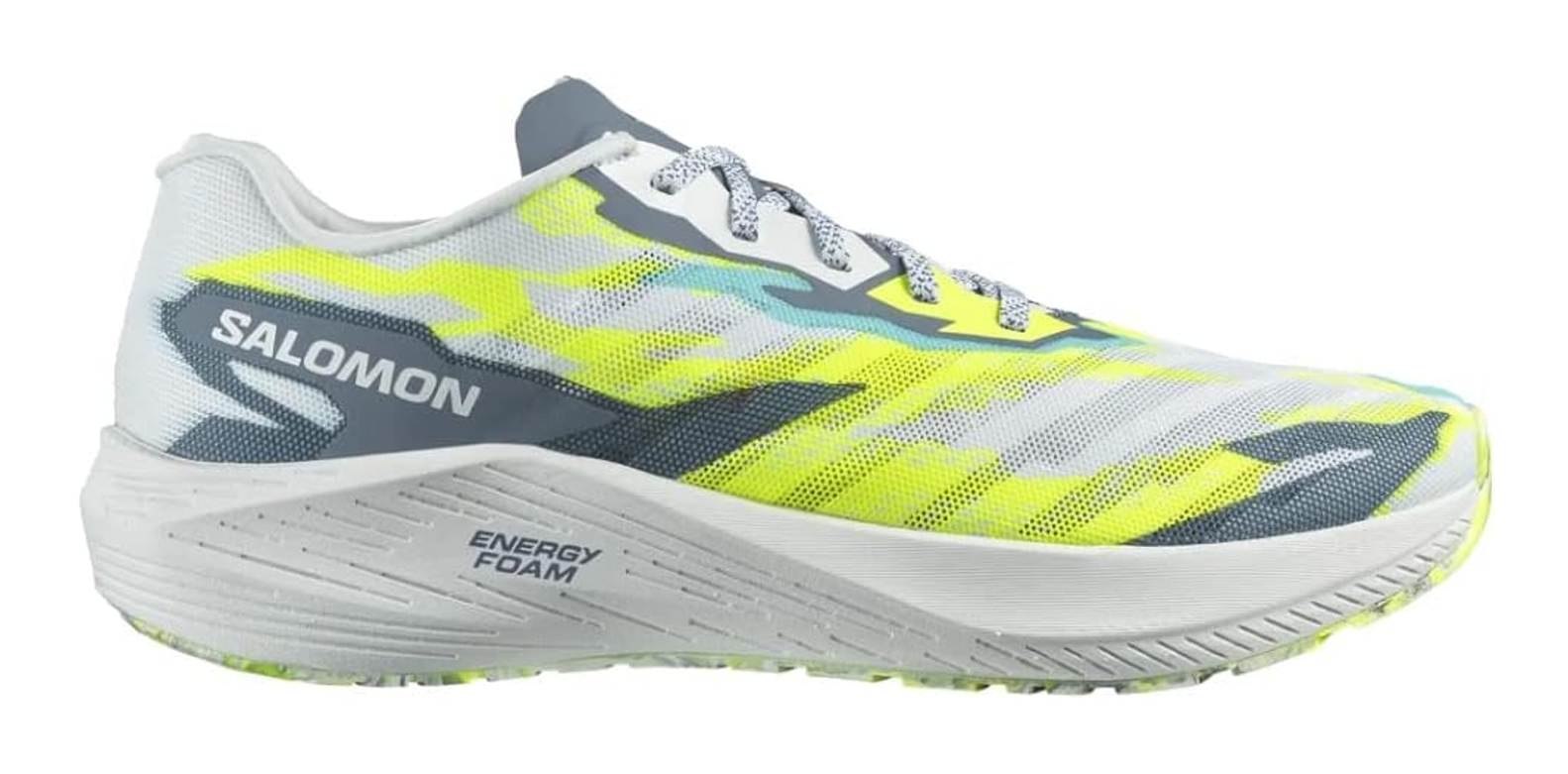 Chaussures running homme Salomon AERO VOLT Blanc Bleu grisé Jaune fluo (1)