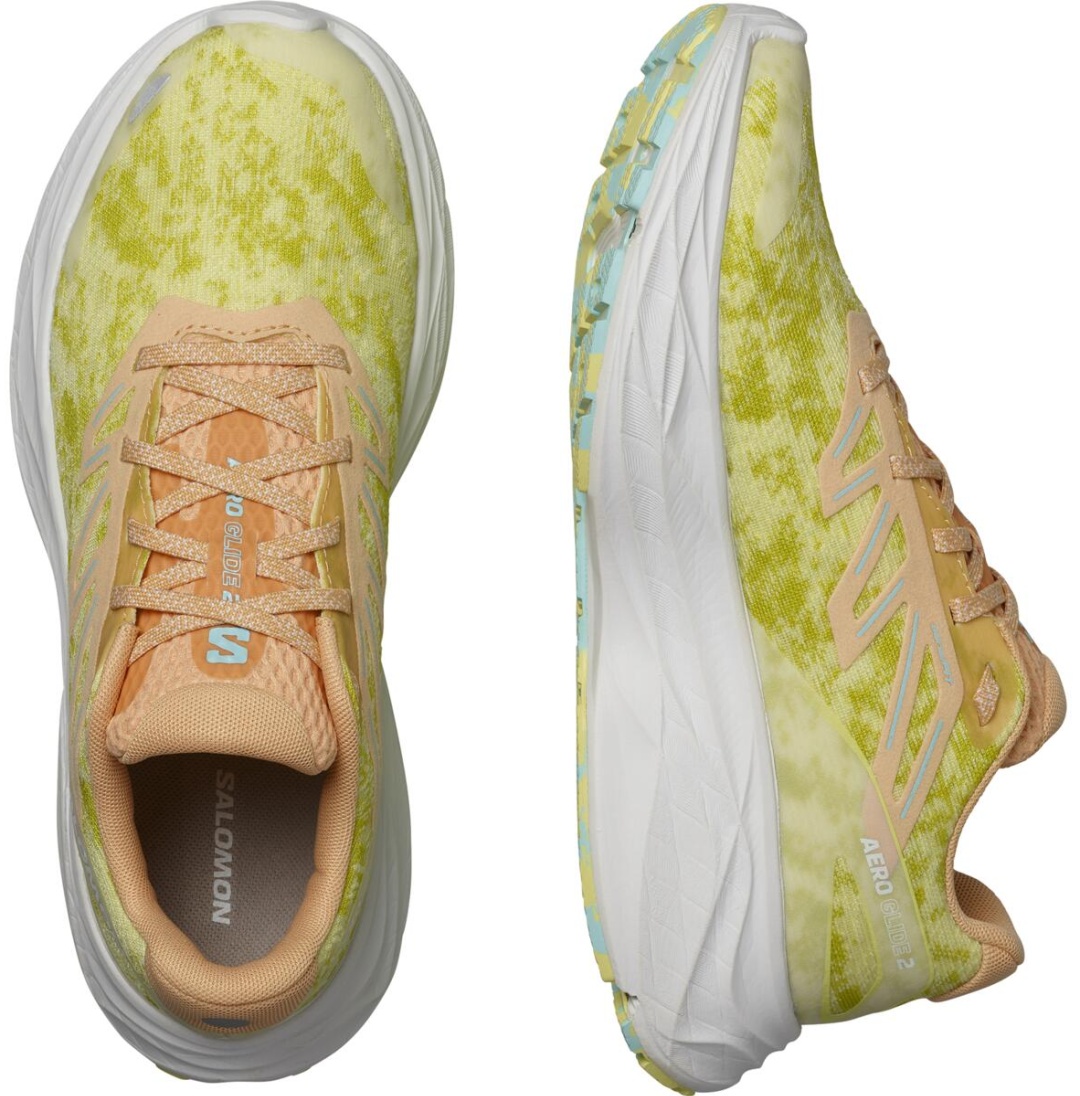 Chaussures running femme Salomon AERO GLIDE 2 Vert citron Pêche pastel Turquoise 6
