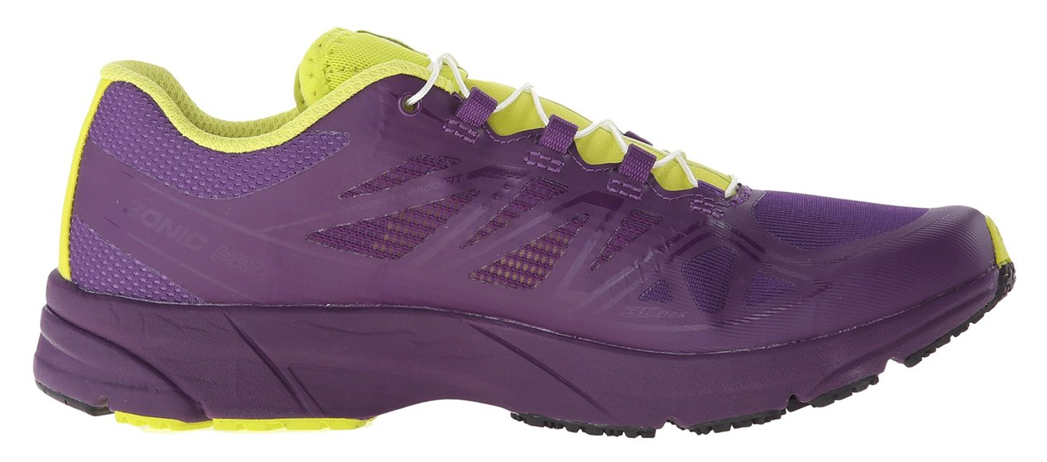 Chaussures running femme Salomon SONIC PRO Violet Jaune anis Noir 2