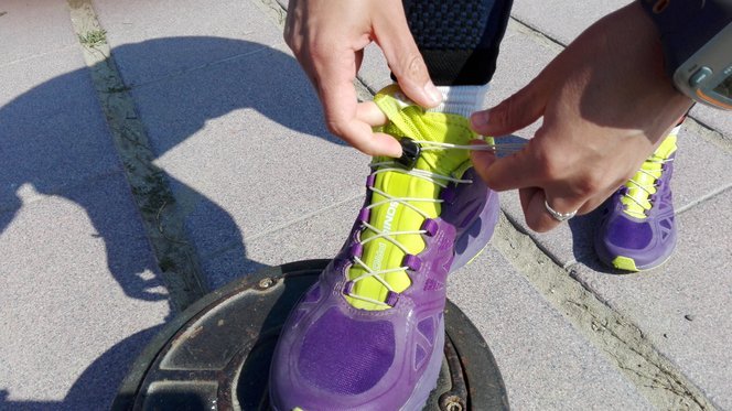 Chaussures running femme Salomon SONIC PRO Violet Jaune anis Noir 8