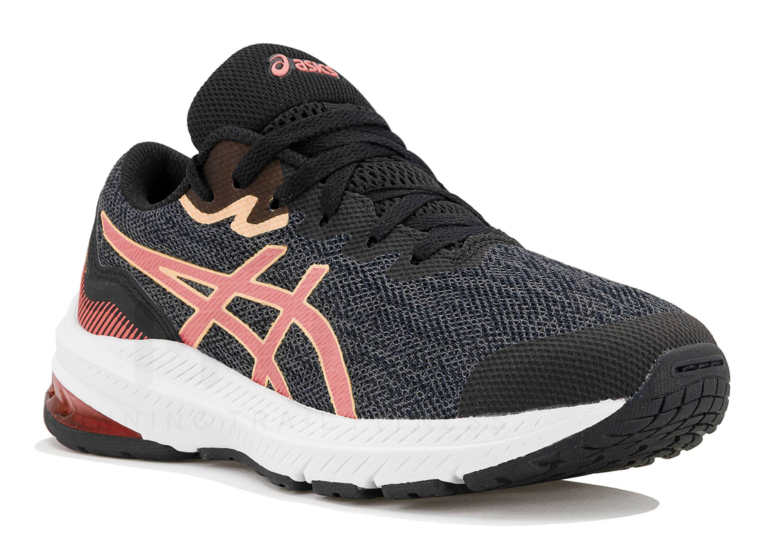 Chaussures running junior Asics GT-1000 11 GS Noir Gris Papaye Blanc 1