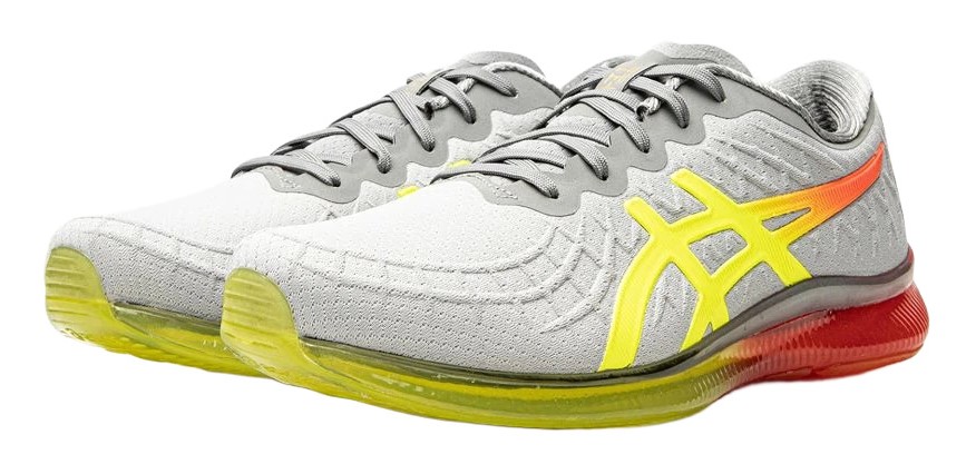Chaussures running femme Asics GEL-QUANTUM INFINITY Gris clair Gris foncé Jaune fluo Corail flash 3