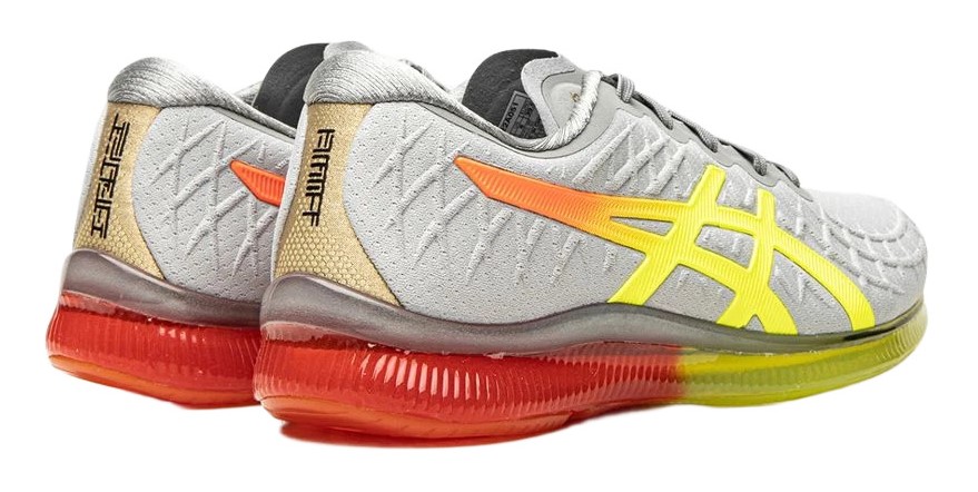 Chaussures running femme Asics GEL-QUANTUM INFINITY Gris clair Gris foncé Jaune fluo Corail flash 4