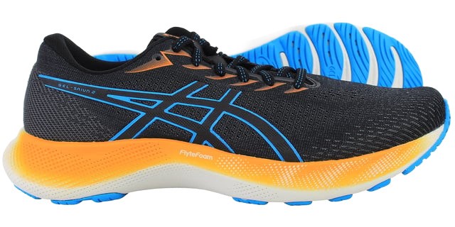Chaussures running homme Asics GEL-SAIUN 2 Noir Bleu île Orange Blanc 4