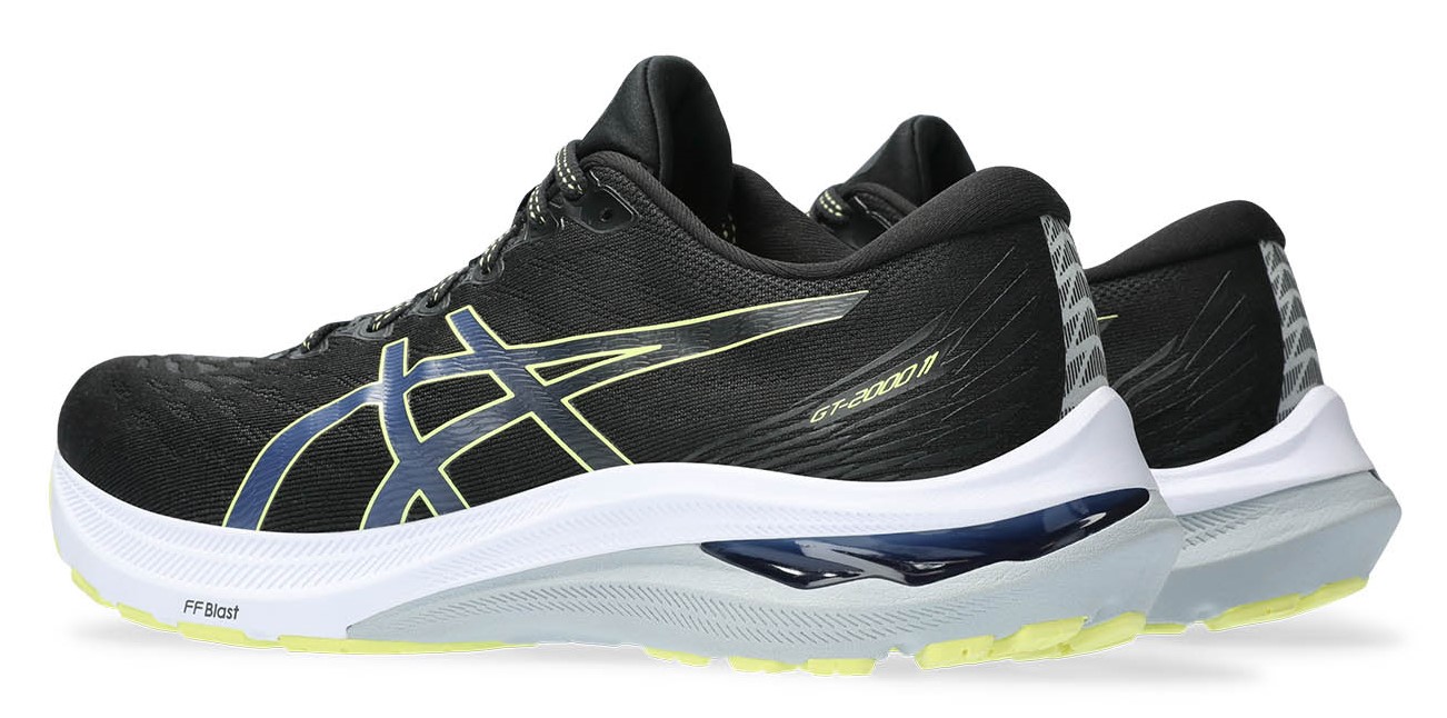 Chaussures running homme Asics GT-2000 11 Noir Blanc Gris clair Jaune luminescent 7