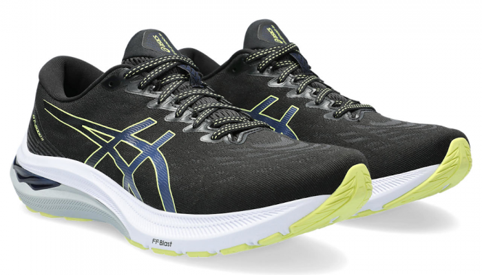 Chaussures running homme Asics GT-2000 11 Noir Blanc Gris clair Jaune luminescent 3