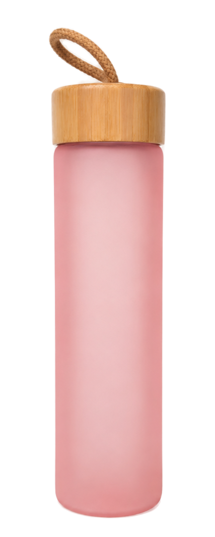 Gourde de sport en verre grande ouverture 600ml Smash Rose Bambou (2)