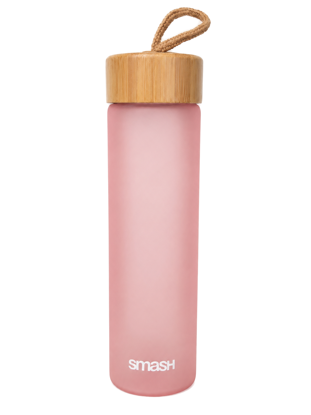 Gourde de sport en verre grande ouverture 600ml Smash Rose Bambou (1)