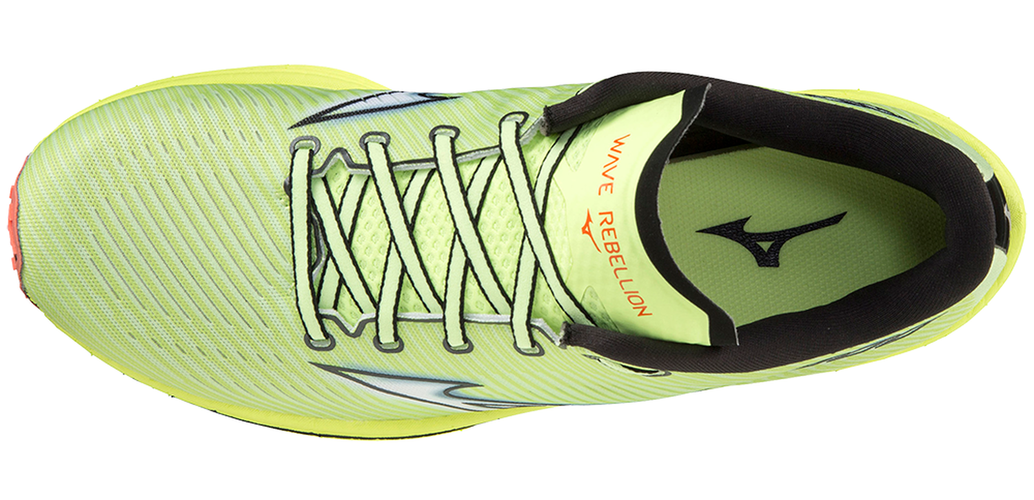 Chaussures running homme Mizuno WAVE REBELLION Vert néon Jaune Rouge orangé 4