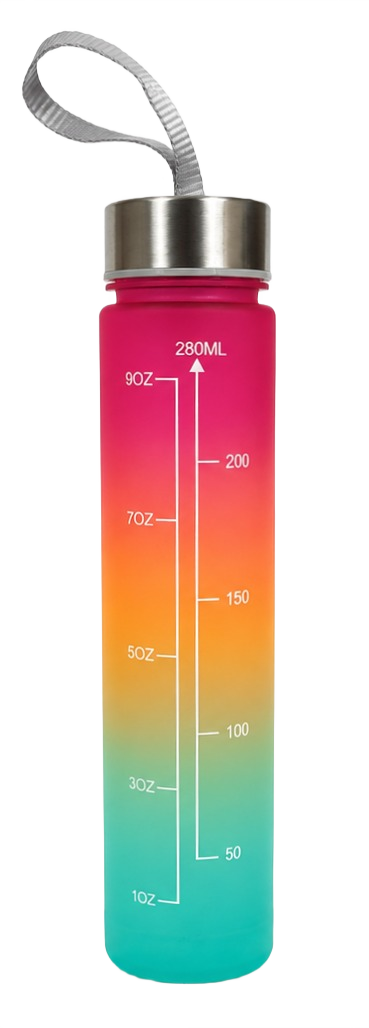 Gourde graduée avec repères d’hydratation 280ml unisexe Smash Refill Rose Orange Vert (1)