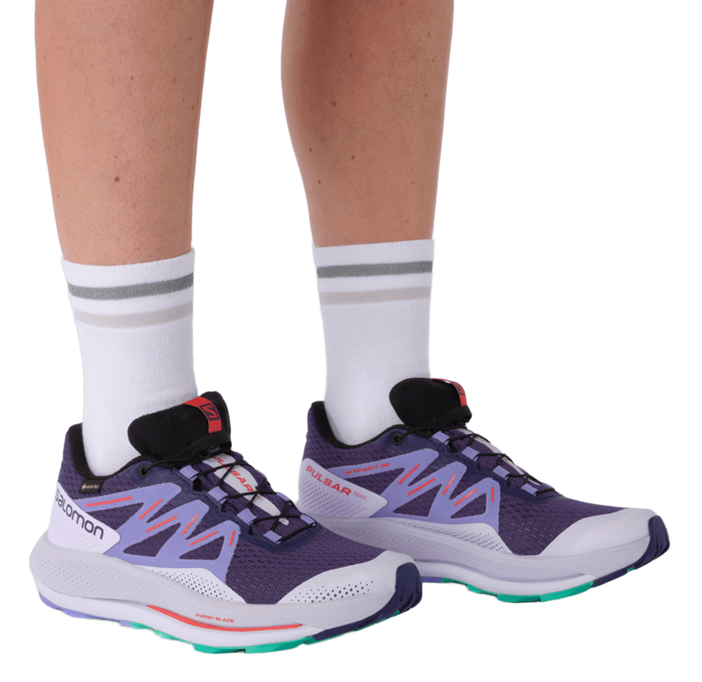 Chaussures trail femme Salomon PULSAR TRAIL GTX Violet clair Bleu lavande Rouge 7
