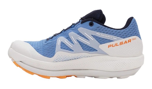 Chaussures trail femme Salomon PULSAR TRAIL GTX Bleu Blanc Orange 3