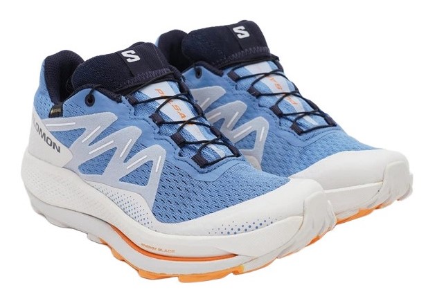 Chaussures trail femme Salomon PULSAR TRAIL GTX Bleu Blanc Orange 2