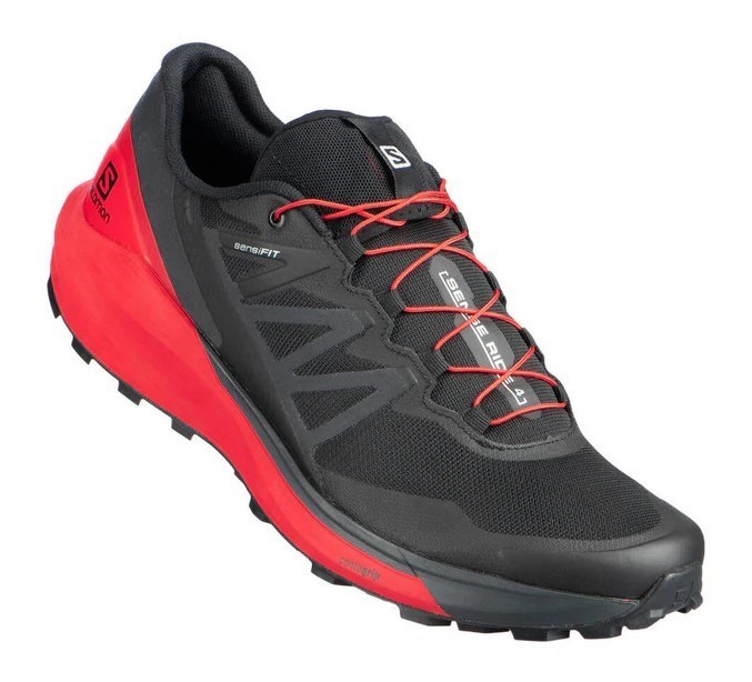 Chaussures trail homme Salomon SENSE RIDE 4 Noir Rouge Blanc 5