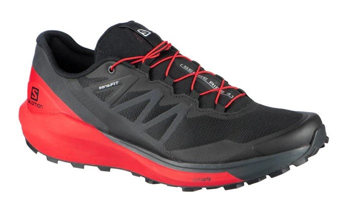 Chaussures trail homme Salomon SENSE RIDE 4 Noir Rouge Blanc