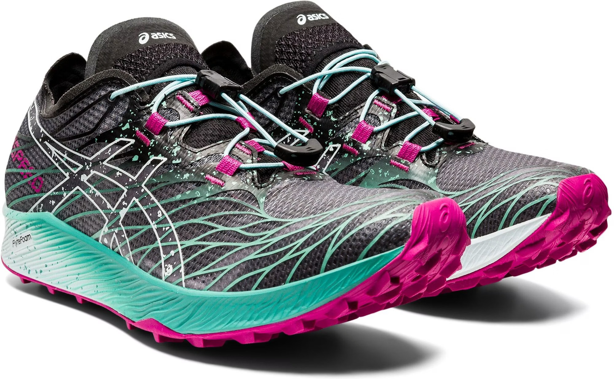 Chaussures trail femme Asics FUJI SPEED Noir Rose Blanc Vert mer 6