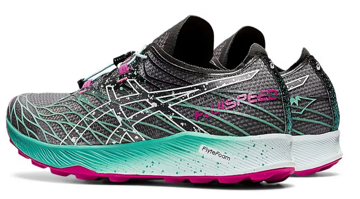 Chaussures trail femme Asics FUJI SPEED Noir Rose Blanc Vert mer 12