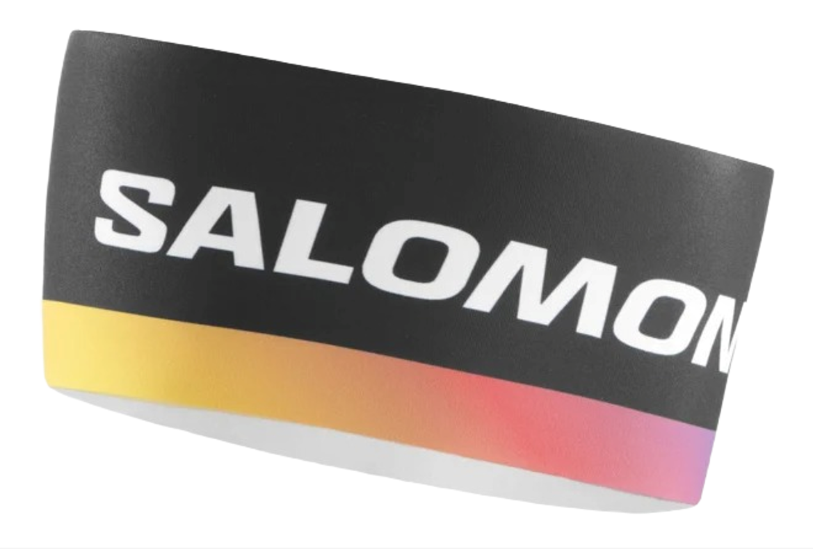 Bandeau extensible et respirant unisexe Salomon Club Line XC noir jaune orange rouge