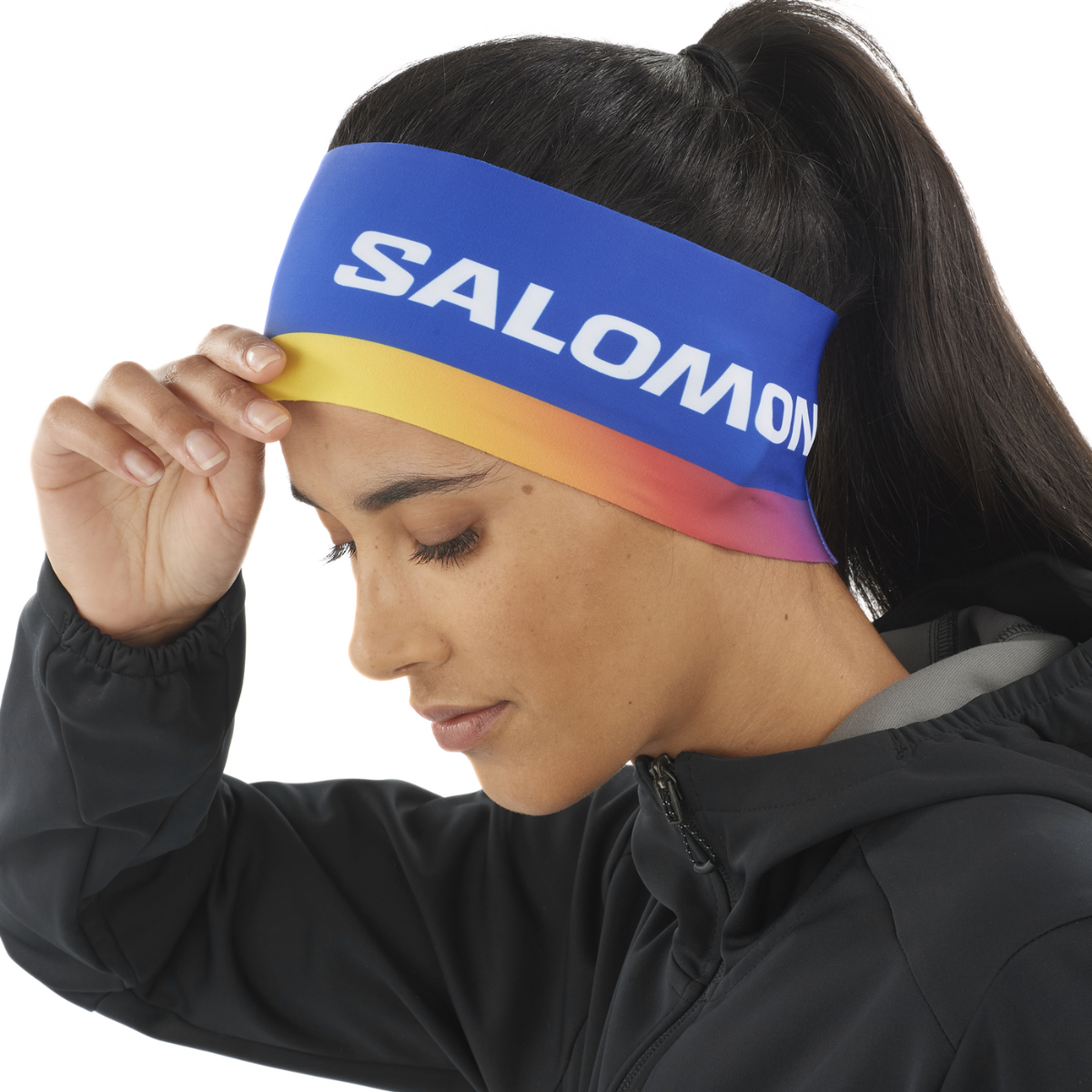 Bandeau extensible et respirant unisexe Salomon Club Line XC bleu jaune orange rouge (3)