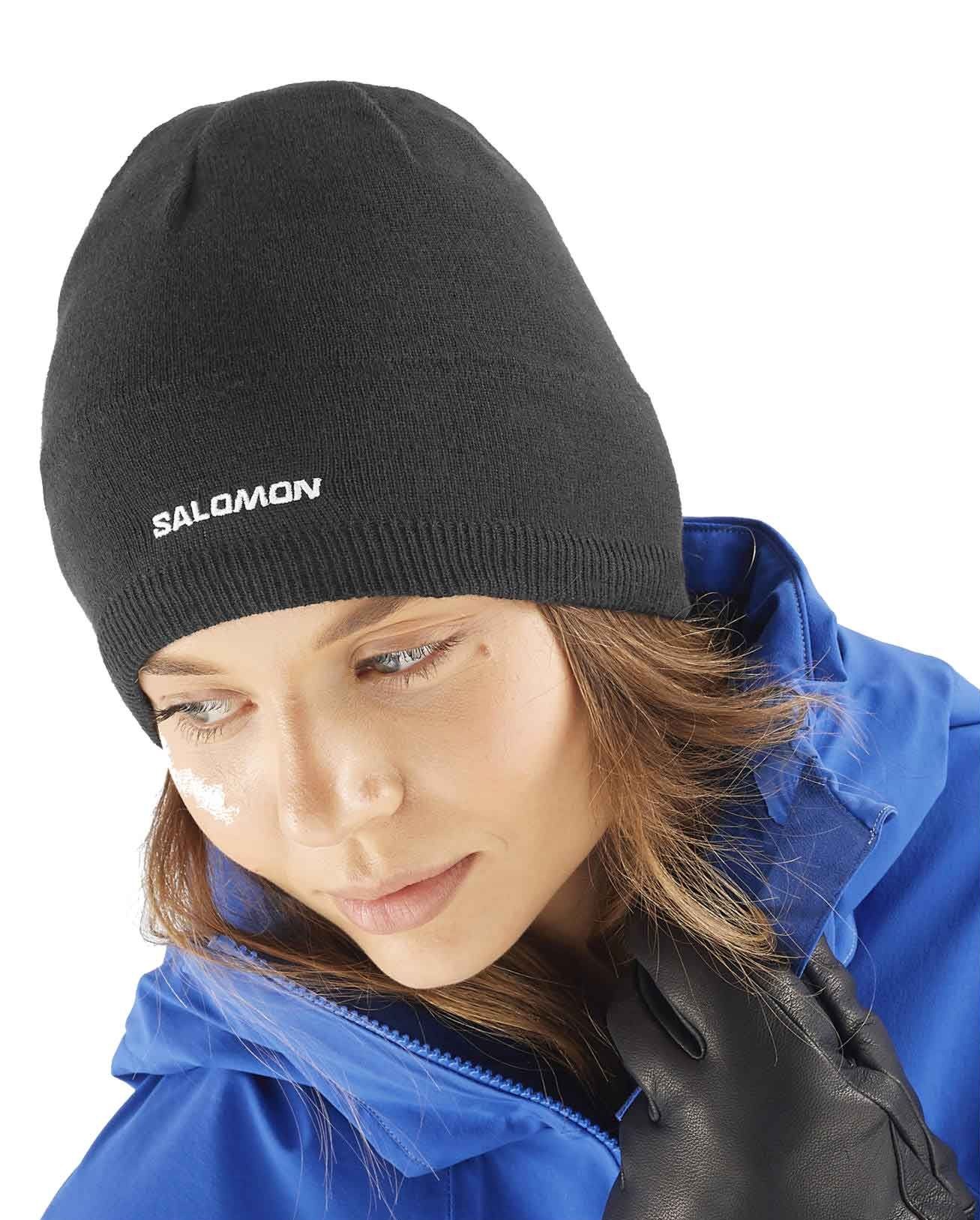 Bonnet souple et chaud unisexe Salomon Beanie Deep Black noir (2)