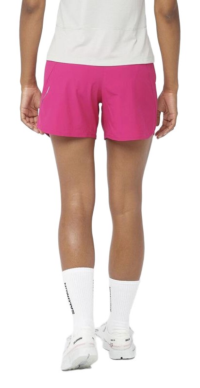 Short running trail femme Salomon CROSS 5 SHORT W Betterave violette Noir Blanc 3
