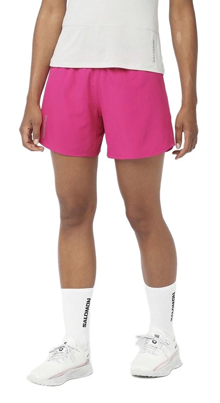 Short running trail femme Salomon CROSS 5 SHORT W Betterave violette Noir Blanc 5