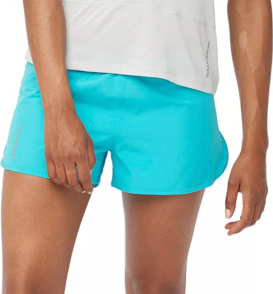 Short running trail femme Salomon CROSS 3 SHORT W Bleu paon Noir Gris