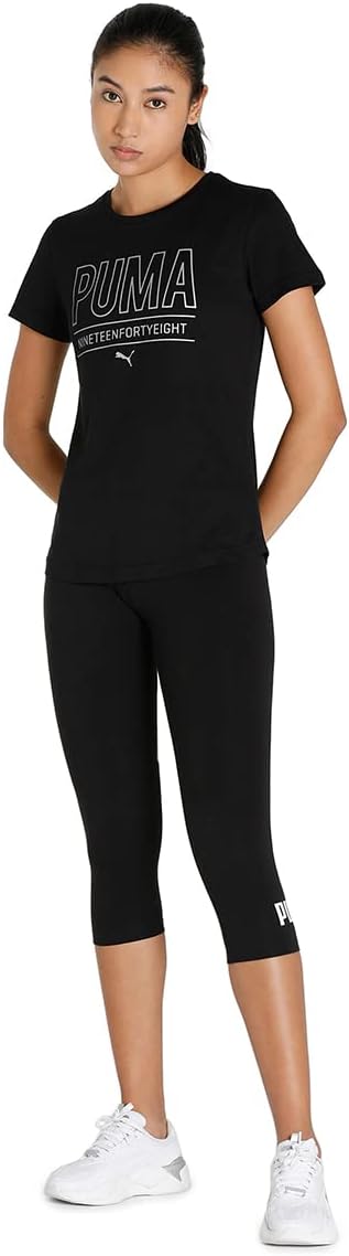 Collant 3-4 (corsaire) femme Puma ESS 3-4 PUMA Leggings W Noir Blanc 5