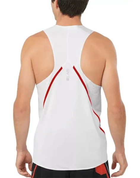 Débardeur running trail élite homme Salomon S-LAB SPEED SINGLET M Blanc Gris Rouge 2