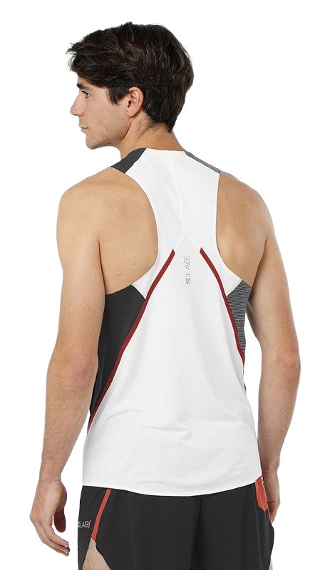 Débardeur running trail élite homme Salomon S-LAB SPEED SINGLET M Noir profond Blanc Rouge 4