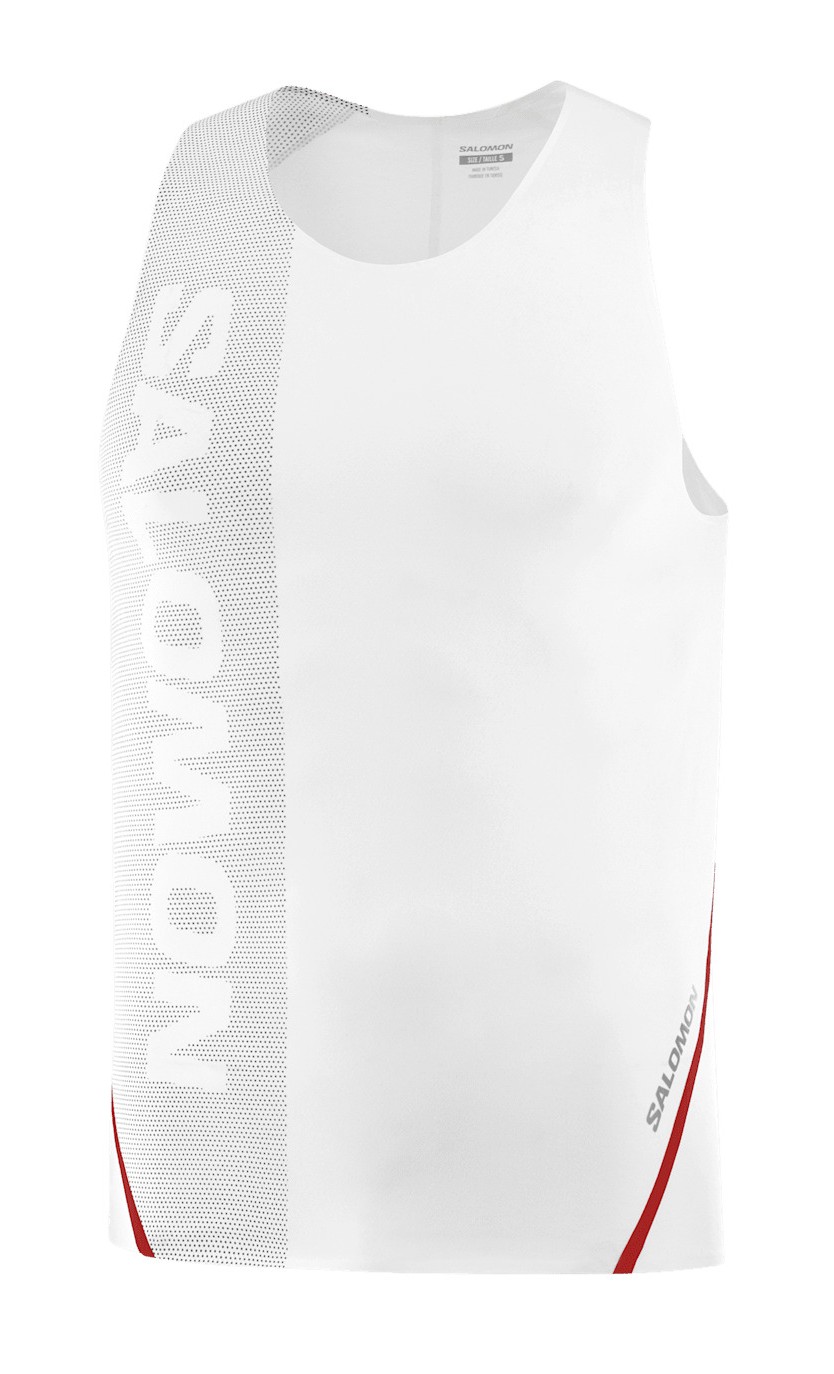 Débardeur running trail élite homme Salomon S-LAB SPEED SINGLET M Blanc Gris Rouge 3
