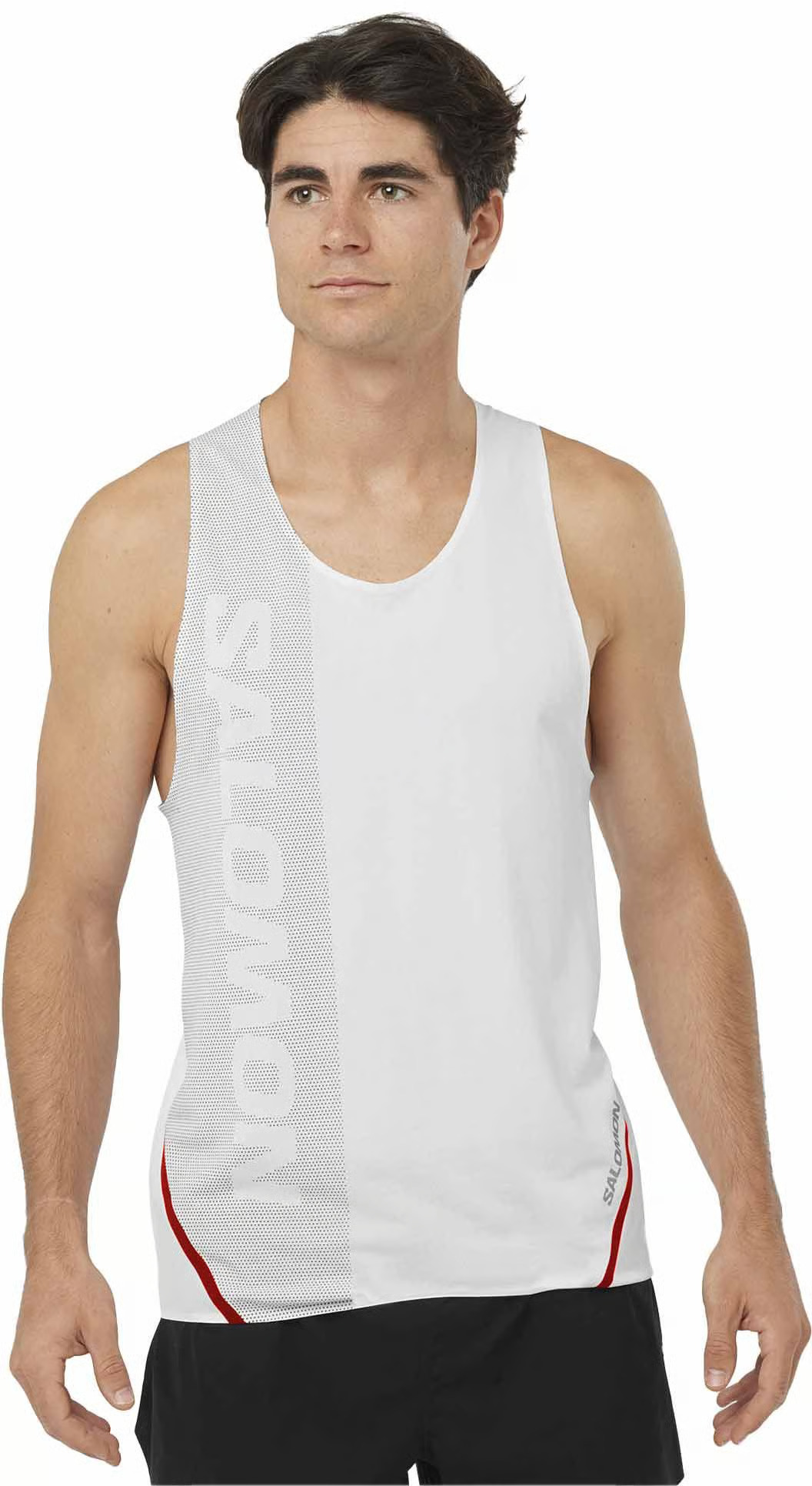 Débardeur running trail élite homme Salomon S-LAB SPEED SINGLET M Blanc Gris Rouge 4