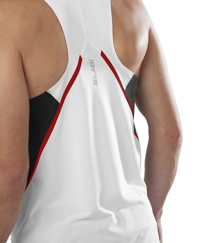 Débardeur running trail élite homme Salomon S-LAB SPEED SINGLET M Noir profond Blanc Rouge 3