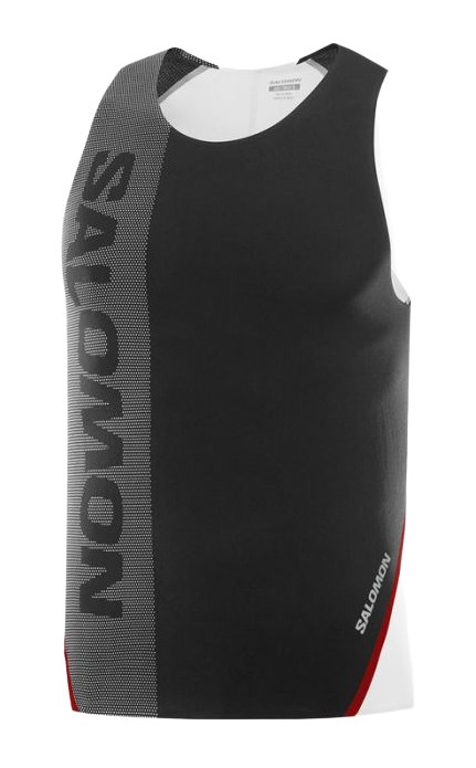 Débardeur running trail élite homme Salomon S-LAB SPEED SINGLET M Noir profond Blanc Rouge