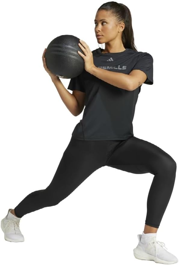 Tee-shirt de sport à manches courtes technique femme Adidas W LM G T Noir Gris 3