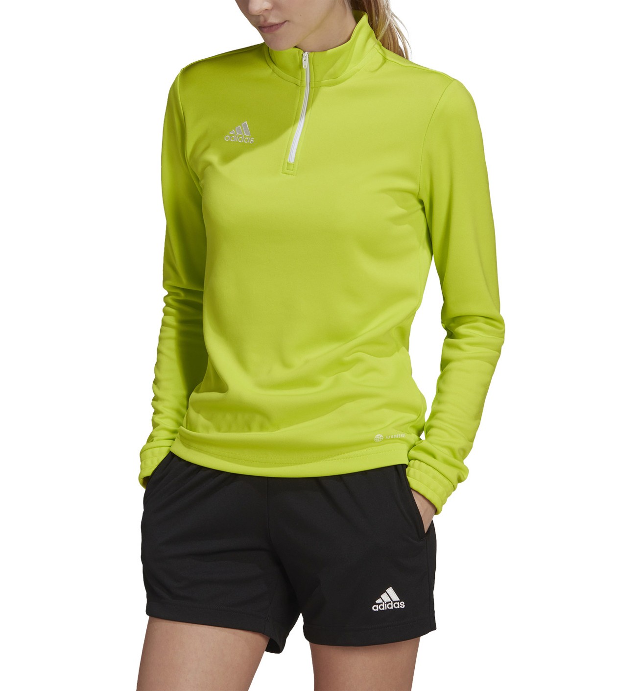 Haut de sport à manches longues 1-4 zip technique femme Adidas ENT22 TR TOP W Vert anis Blanc 3