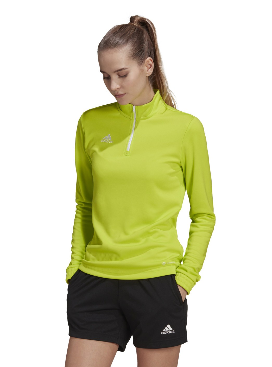 Haut de sport à manches longues 1-4 zip technique femme Adidas ENT22 TR TOP W Vert anis Blanc