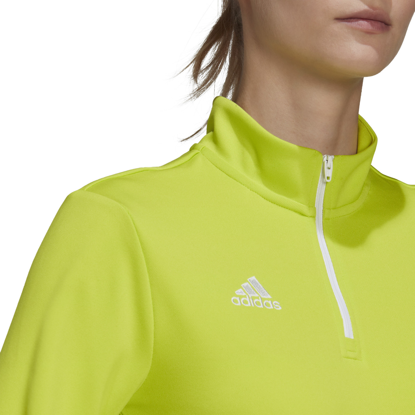 Haut de sport à manches longues 1-4 zip technique femme Adidas ENT22 TR TOP W Vert anis Blanc 4