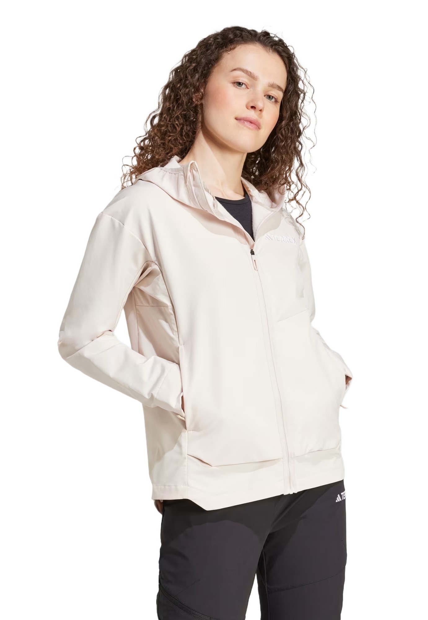 Veste coupe-vent de sport zippé technique femme Adidas W MT SOSH JA Rose pâle Blanc 3