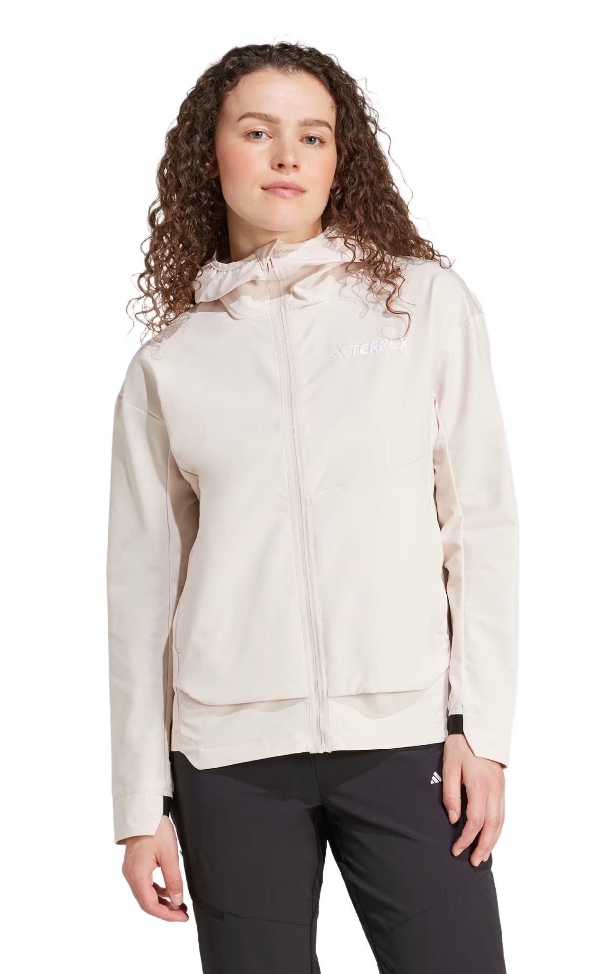 Veste coupe-vent de sport zippé technique femme Adidas W MT SOSH JA Rose pâle Blanc