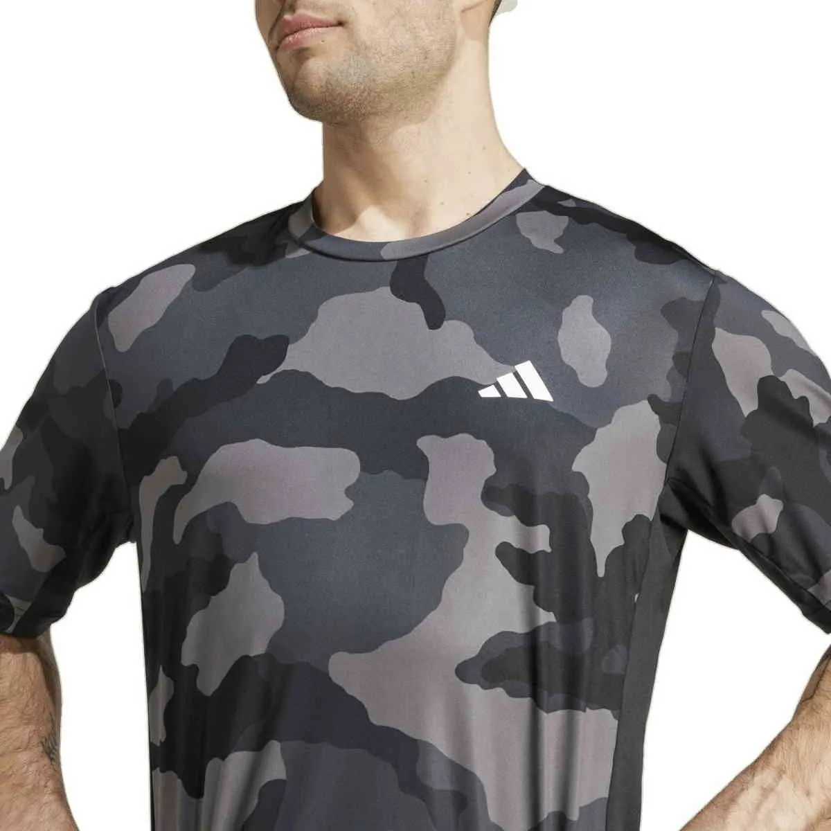Tee-shirt manches courtes technique homme Adidas CAMO AOP T  Noir Gris foncé Gris clair Blanc 4