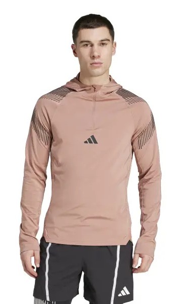 Haut dentraînement col zippé à capuche homme Adidas PS QUARTER ZIP Rose pâle Noir 2