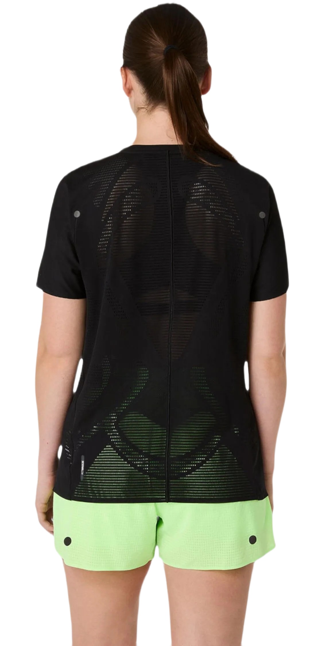 Tee-shirt running à manches courtes ultra respirant femme Asics METARUN TOP Noir Blanc (4)